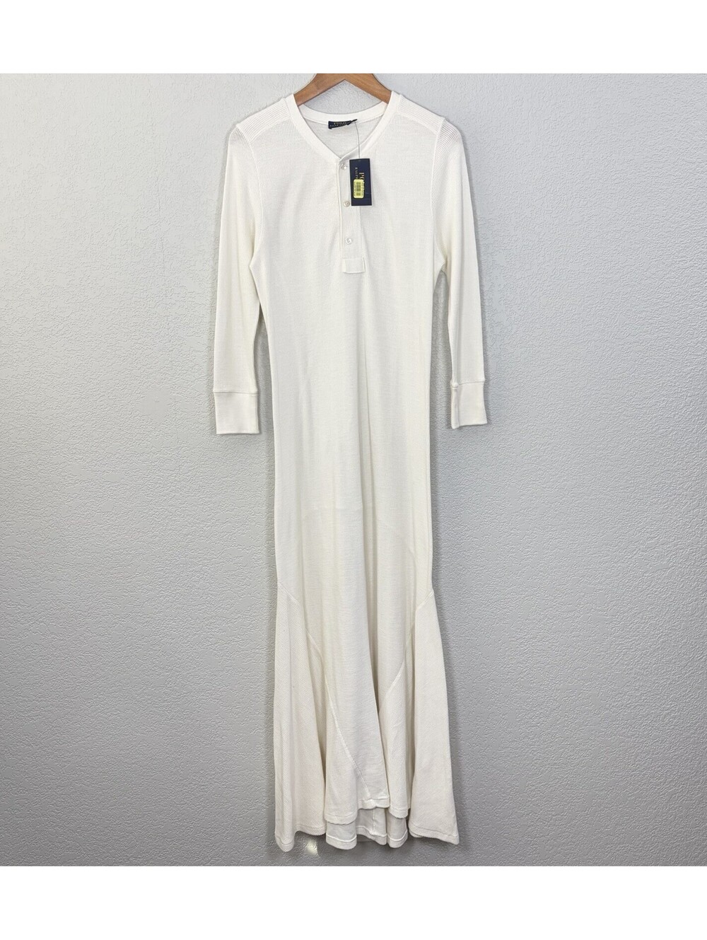 NWT Polo Ralph Lauren Women’s L Waffle Knit Henley Long Sleeve Maxi Dress Casual